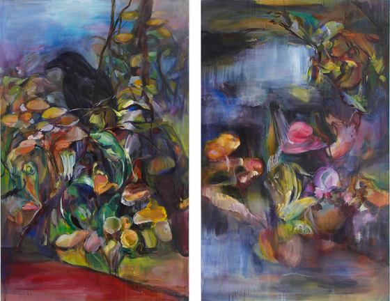 Raven and Mirage month 240x150cm each oil on linen 2012